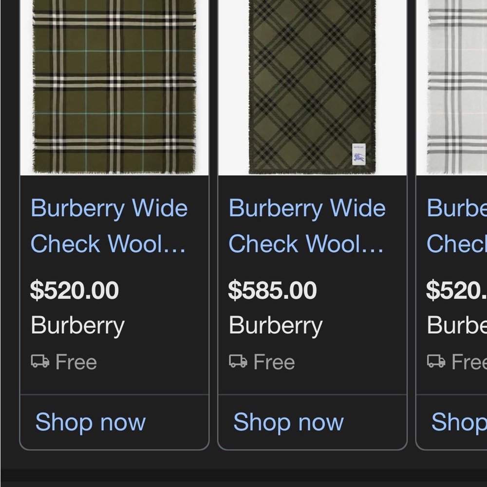 Gorgeous Burberry Green Wide Check Plaid Lambswool Scarf - Picture 4 of 5